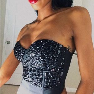 Black Bustier w| rhinestones